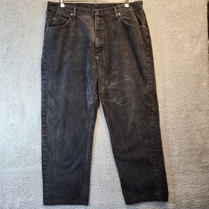 Wrangler Jeans Mens 40x32 (Measures 39x30) Vintage Wash Black Straight Leg Denim